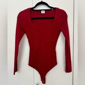 Women's Abercrombie & Fitch Red Long Sleeve Bodysuit